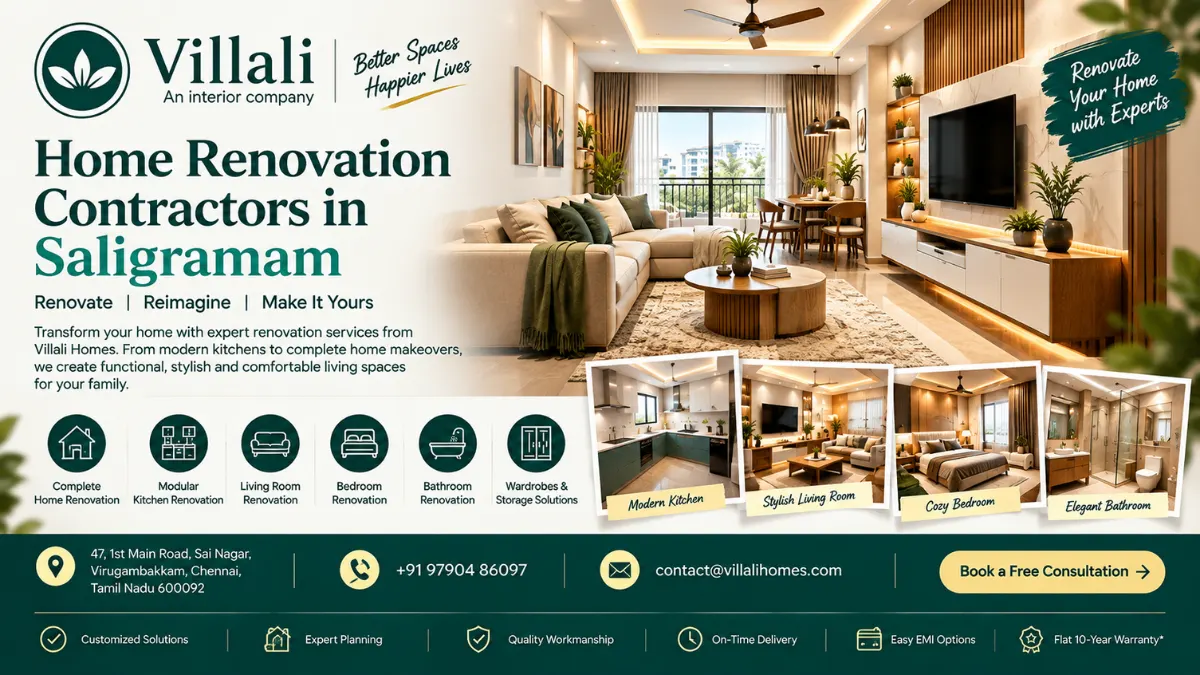 Home Renovation Contractors in Saligramam | Villali Homes